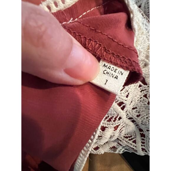 MOUSSY Vintage Lace Long Sleeve Top Ivory Rust S - Picture 6 of 6